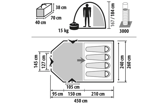 Berger Zelt Campo 4 Air Schwarze Schlafkabine 3 Berger Zelt Campo 4 Air Schwarze Schlafkabine